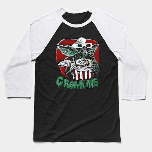 Gremlins Holiday Baseball T-Shirt by charlesturners